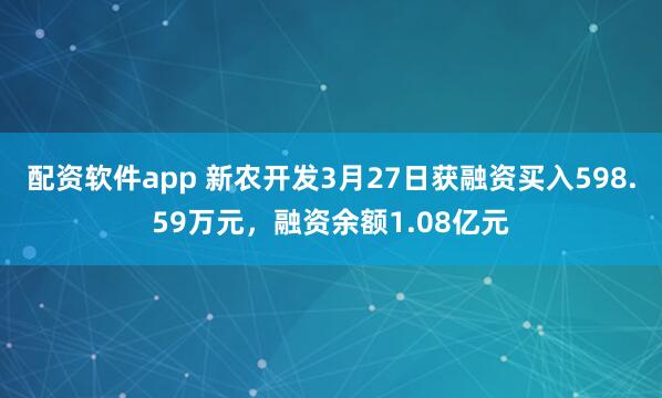 配资软件app 新农开发3月27日获融资买入598.59万元，融资余额1.08亿元
